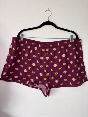 PINK Victoria's Secret Women's Burgundy Coffee Print Sleep Shorts Size XXL